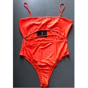 NWT Orange forever 21 bodysuit neon swimsuit sz L